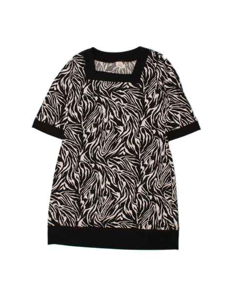 Vintage Basic Dress UK 16 Large In Black Animal Print - view 1