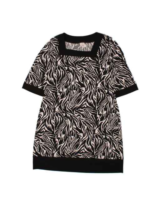 Vintage Basic Dress UK 16 Large In Black Animal Print