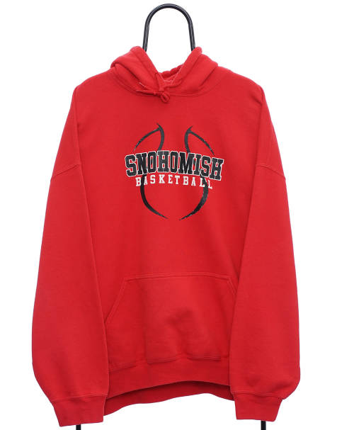 Vintage basketball size 2XL hoodie in red - view 1