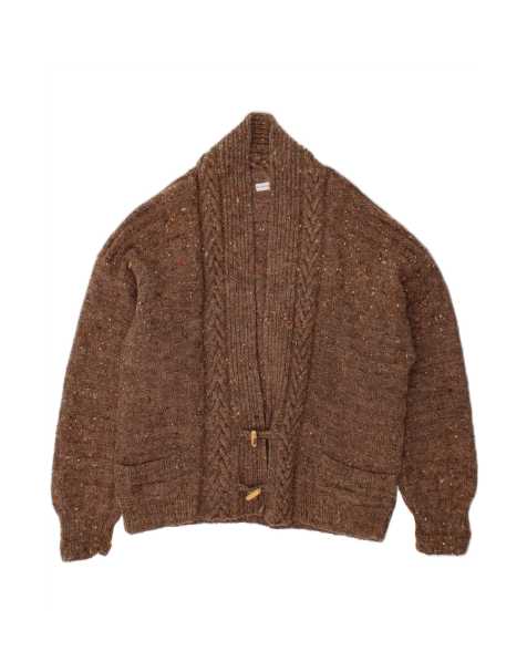 Vintage Batwing Cardigan Sweater UK 18 XL In Brown Flecked - view 1