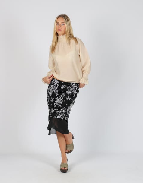 Vintage Bax II S mesh midi skirt in black - view 1