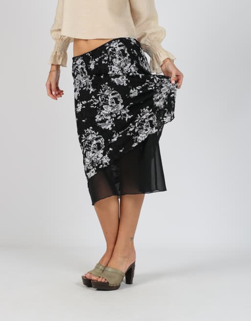 Vintage Bax II S mesh midi skirt in black, 2 of 4