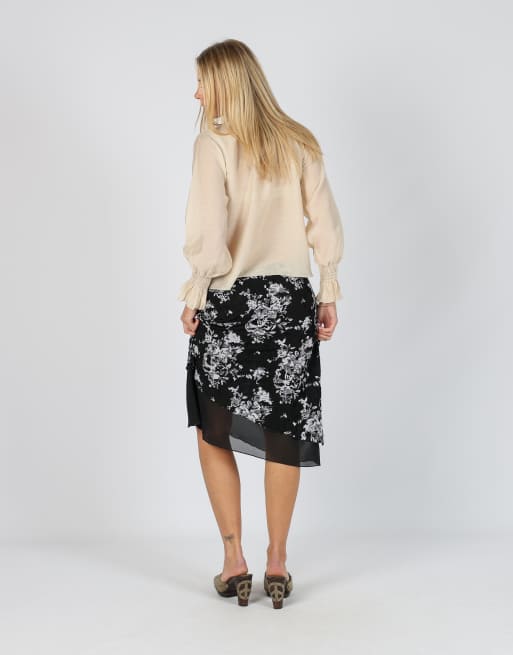 Vintage Bax II S mesh midi skirt in black, 3 of 4