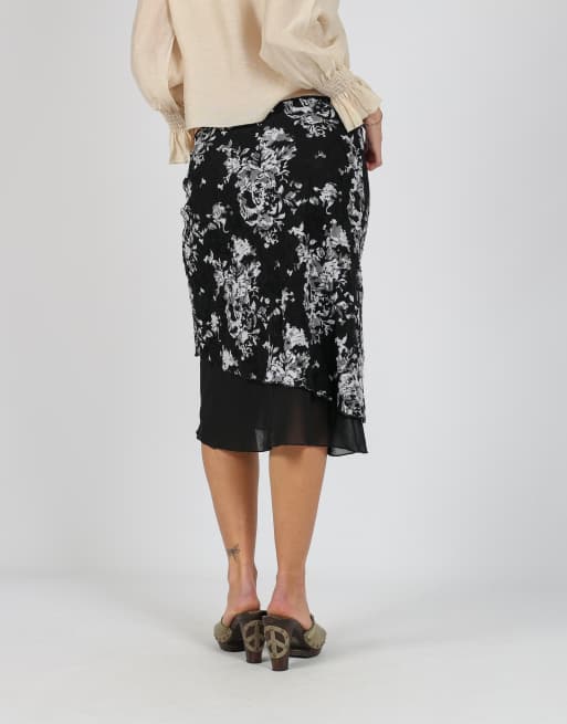 Vintage Bax II S mesh midi skirt in black, 4 of 4