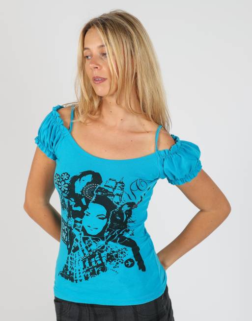 Vintage BBG M woven top in blue, 3 of 4