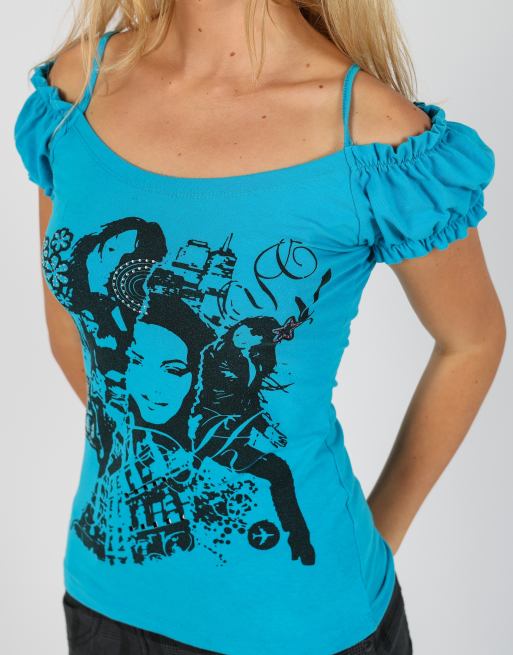 Vintage BBG M woven top in blue, 4 of 4