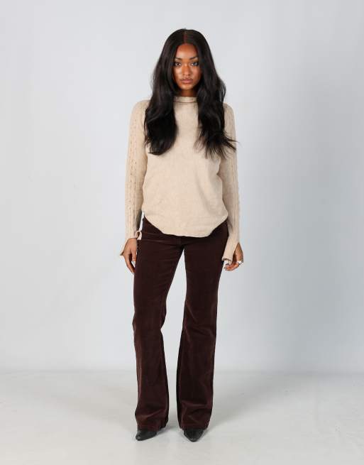 Vintage b.curved S cord casual trousers in brown