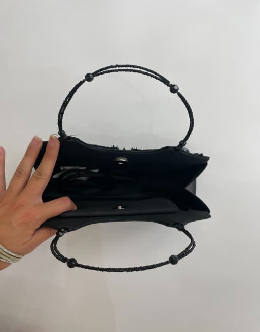 Vintage beaded handbag in black, 4 of 4