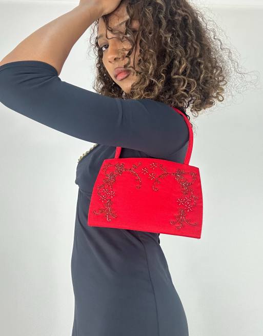 Vintage beaded handbag in red