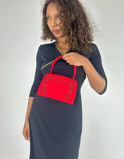 Vintage beaded handbag in red, 4 of 4