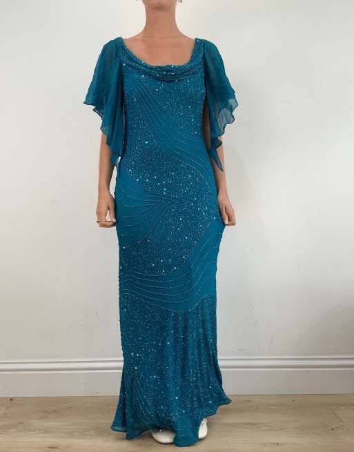 chinese dress ladies Beaded Vintage Formal Dresses Cape Sleeve Mother of Bride Dress AD1154 –  Viniodress
