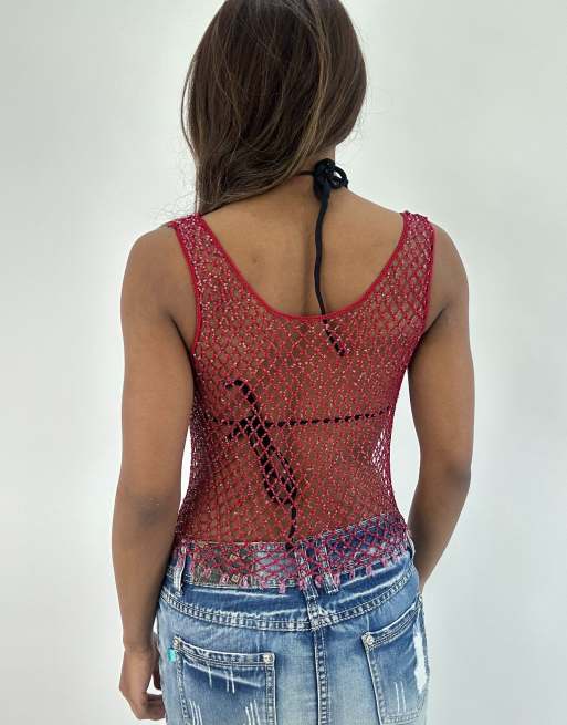 Vintage beaded top in pink, 2 of 4