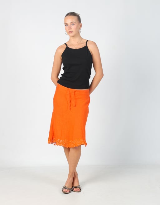 Vintage Beat S woven midi skirt in orange