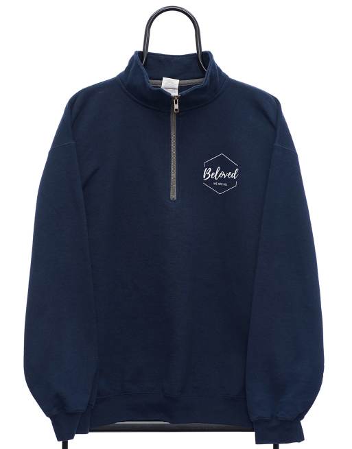 Vintage Beloved size L quarter zip sweatshirt in navy