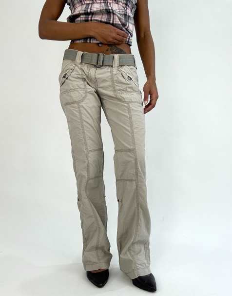 Vintage belted trousers in beige - view 1