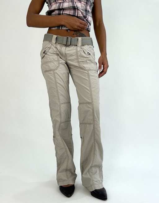 Vintage belted trousers in beige