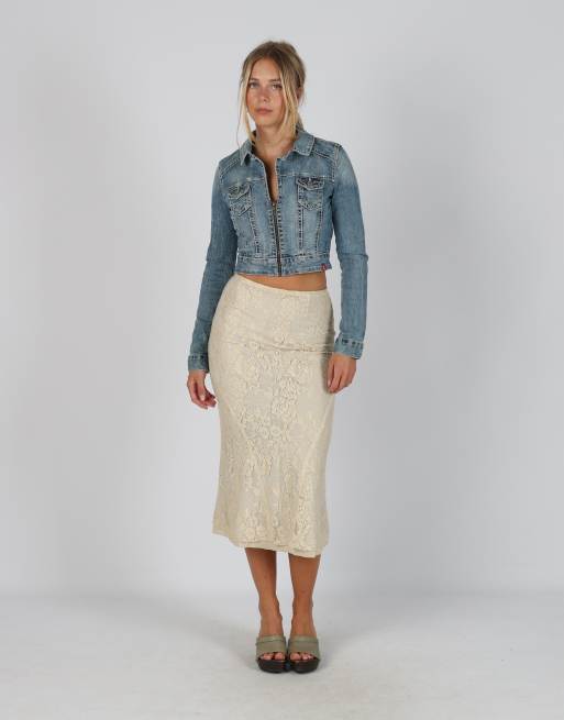 Vintage Bencivenga S mesh midi skirt in beige