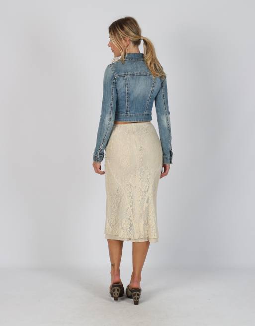 Vintage Bencivenga S mesh midi skirt in beige, 3 of 4