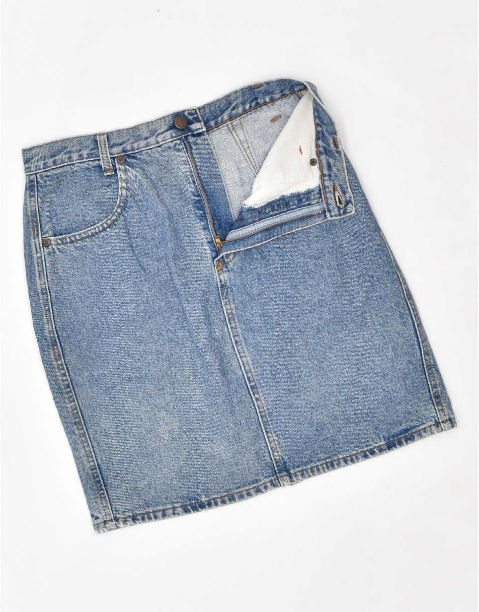 Vintage Benetton Size L high waist denim skirt in blue 1