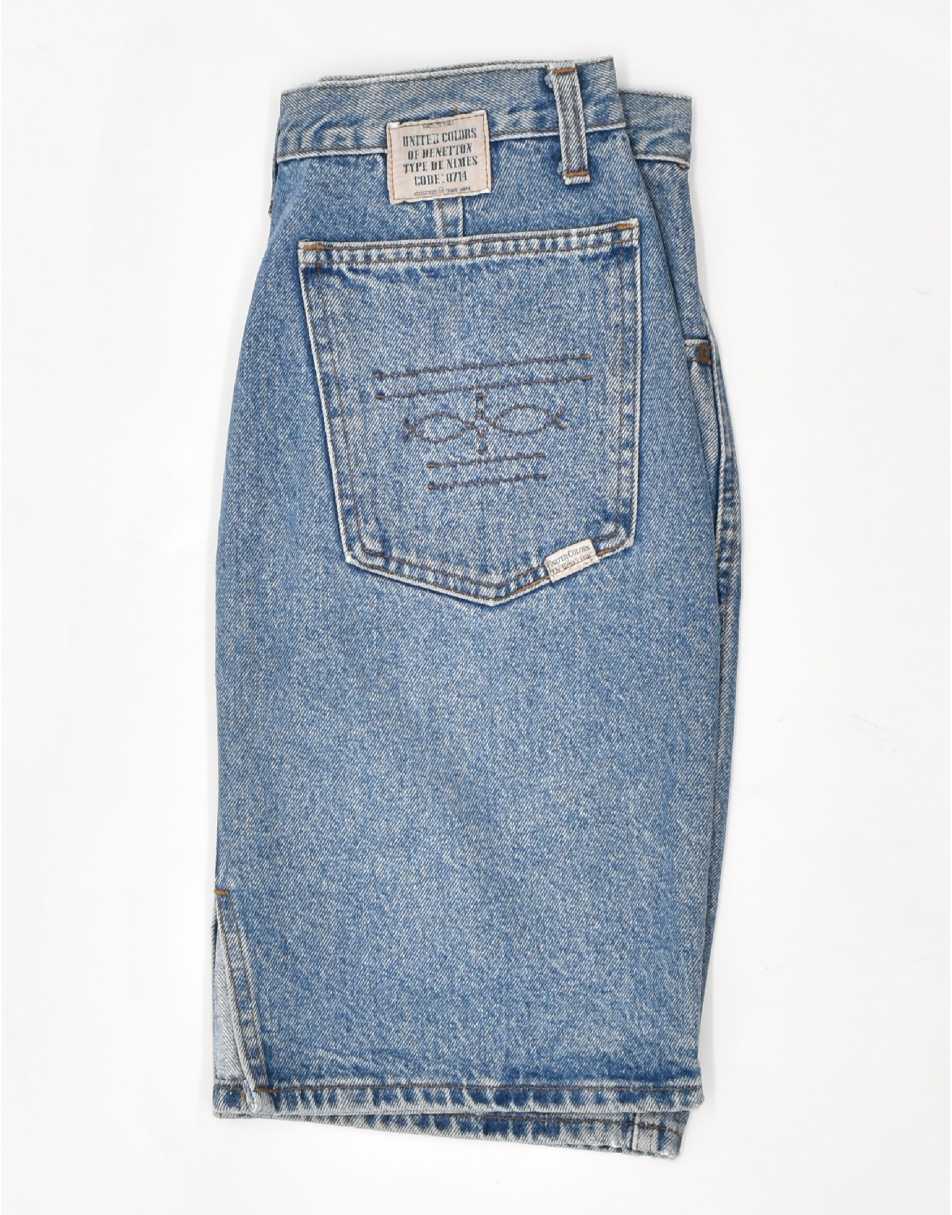 Vintage Benetton Size L high waist denim skirt in blue 2