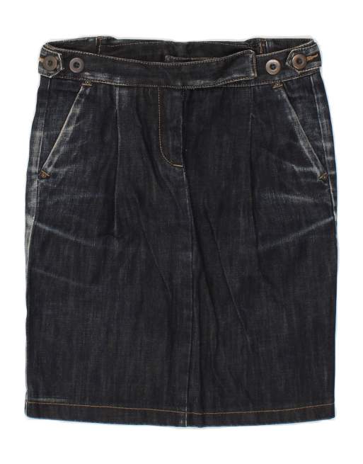 Vintage Benetton Size M Denim Skirt in Navy Blue