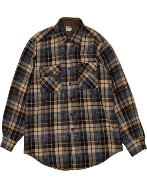 Vintage Benetton Size XL Check Flannel Shirt in Beige