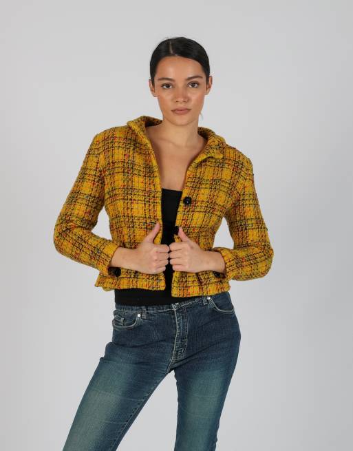 Vintage Benini Bruno S woven jacket in mustard yellow