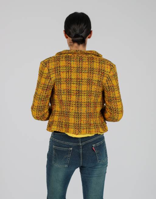 Vintage Benini Bruno S woven jacket in mustard yellow, 2 of 4