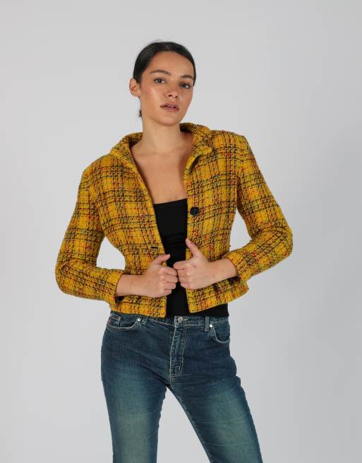 Vintage Benini Bruno S woven jacket in mustard yellow, 3 of 4