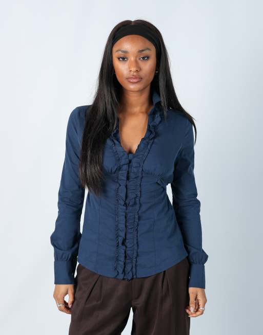 Vintage Bernardi S blouse in navy blue