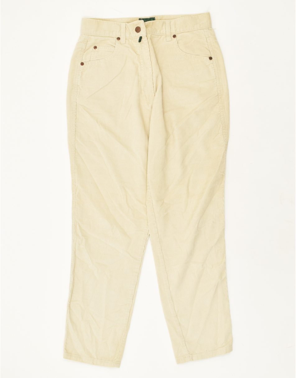 Vintage Best Company Size L Slim Corduroy Trousers in Off White