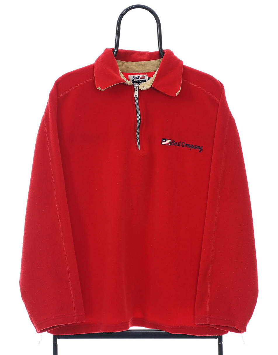 Vintage Best Company Size L Sweatshirt Quarter Zip In Red