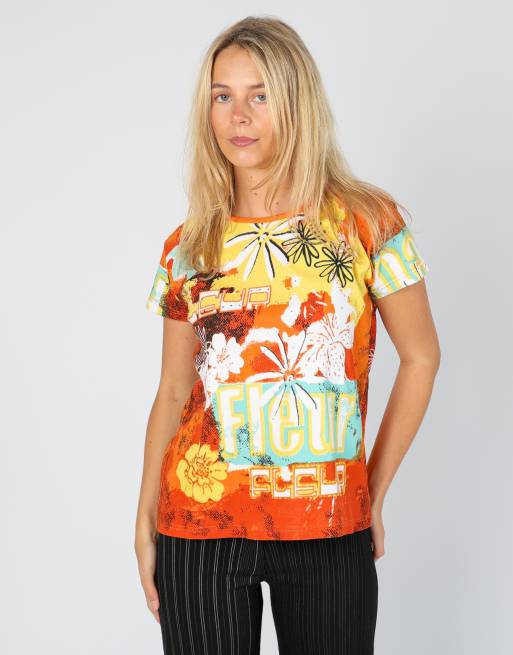 Vintage Biaggini L woven top in orange