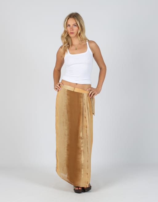 Vintage Bianca S woven maxi skirt in brown