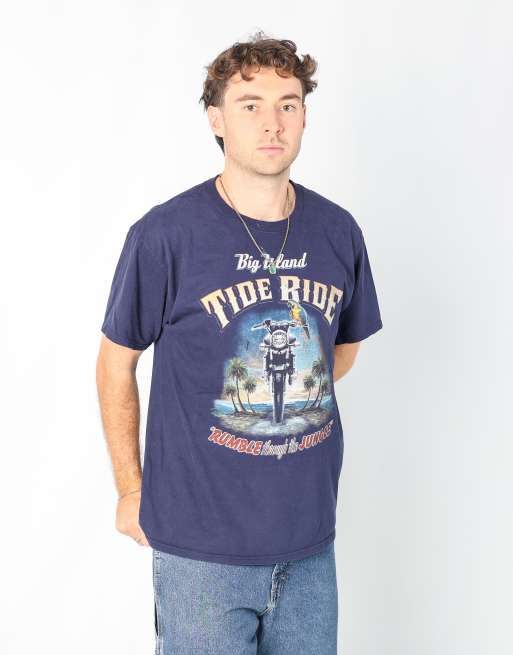 Vintage Big Island Tide Ride l t-shirt in navy blue