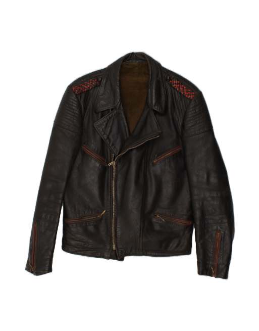 Vintage Biker Jacket UK 14 Medium In Brown