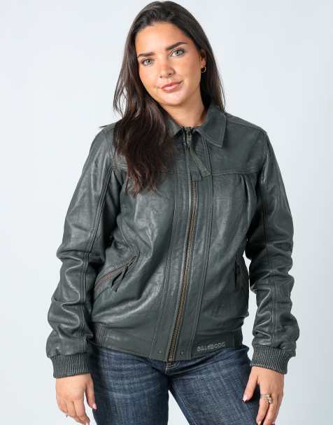 Vintage Billabong L leather jacket in grey - view 1