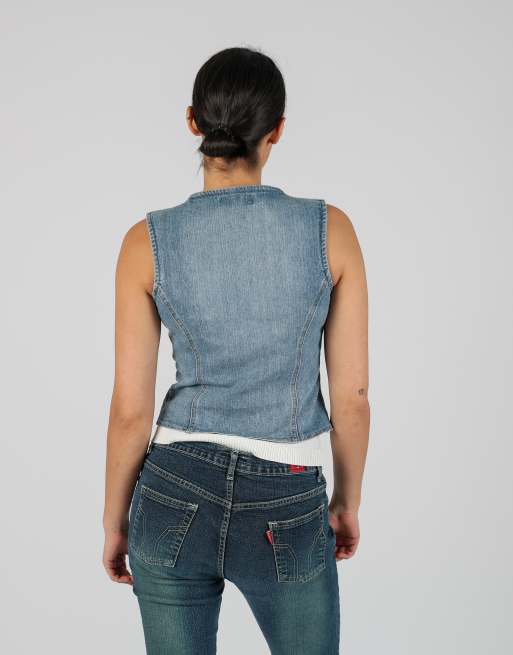 Vintage Blasting S denim waistcoat in light blue, 2 of 4