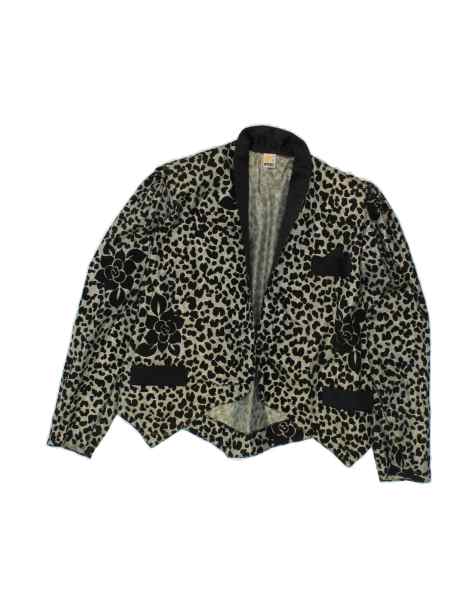 Vintage Blazer Jacket UK 14 Large In Black Animal Print - view 1