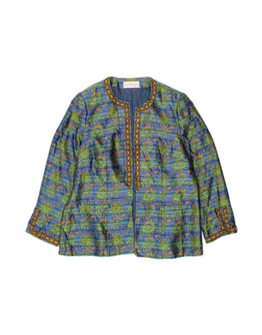 Vintage Blazer Jacket UK 16 Large In Blue Floral