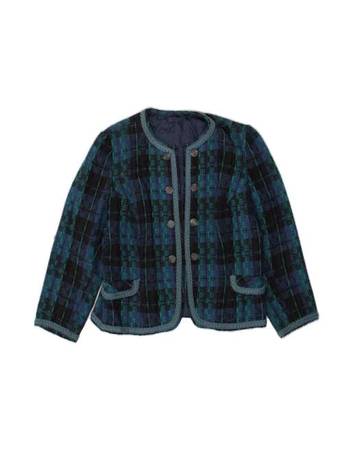 Vintage Blazer Jacket UK 18 XL In Blue Check