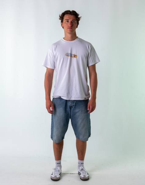 Vintage  Blend 38" Denim Hip Hop Jorts Shorts Light Blue - view 1