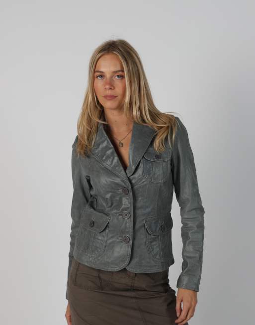 Vintage Blend S leather jacket in grey, 1 of 4