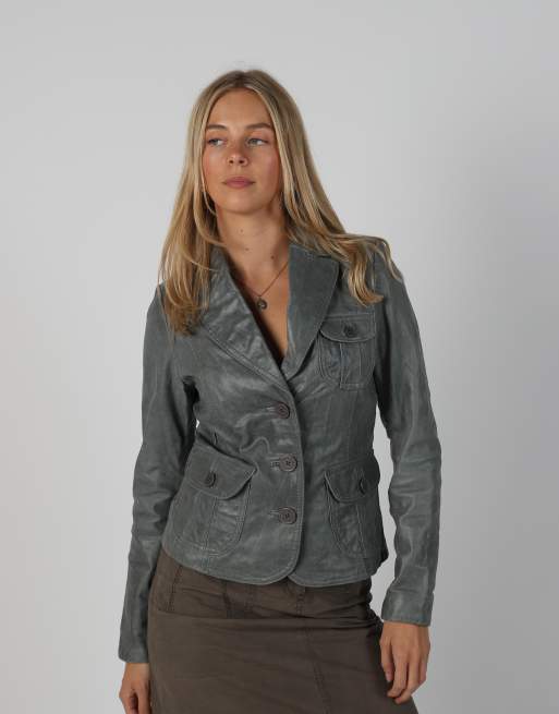 Vintage Blend S leather jacket in grey, 3 of 4