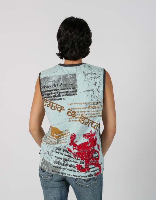 Vintage Blend XL woven vest in light blue, 4 of 4