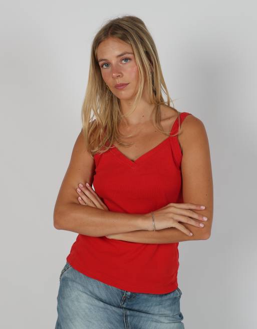 Vintage Blind Date L woven vest in red, 3 of 4