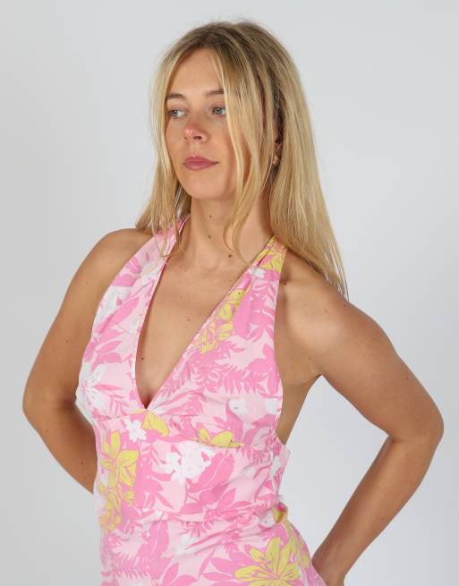 Vintage Blind Date M printed woven midi dress in baby pink, 2 of 4