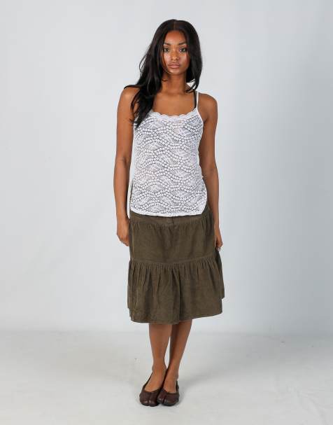 Vintage Blind Date S cord skirt in dark green - view 1