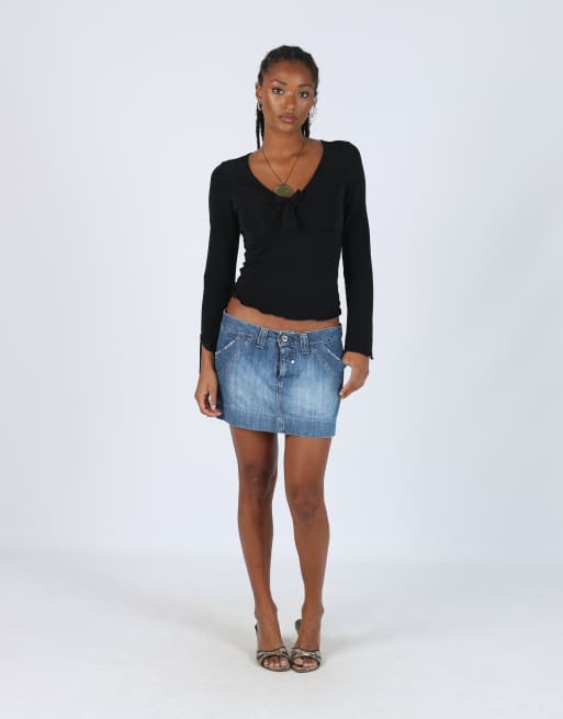 Vintage blink italia S denim mini skirt in blue