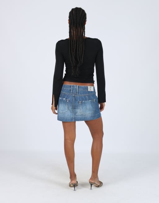 Vintage blink italia S denim mini skirt in blue, 3 of 4